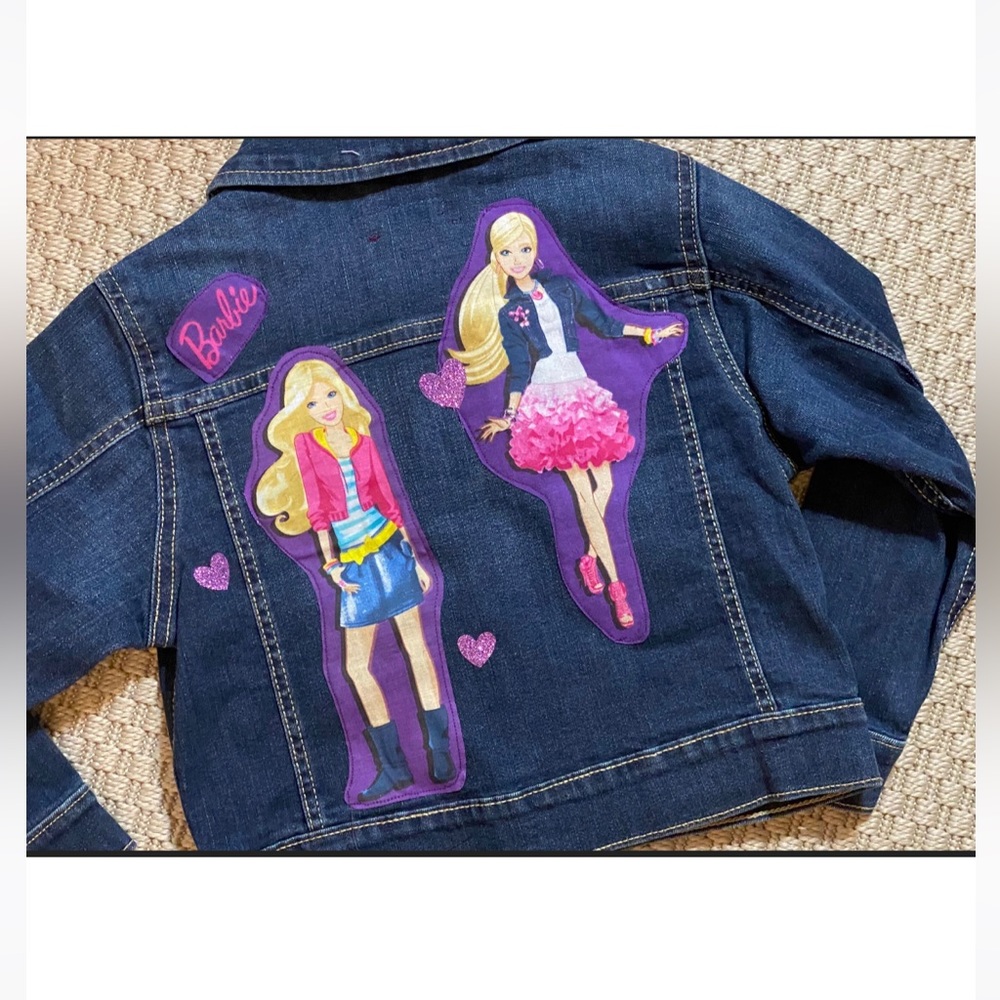 New TRENDYTOTNYC Girls Custom Barbie Denim Jeans Jacket - Size 4 Years